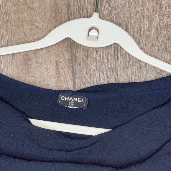 CHANEL Navy Blue Ruffle Blouse - Picture 6 of 12